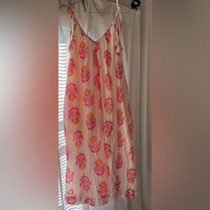 Old Navy Pink and Orange Leaf Print Dress